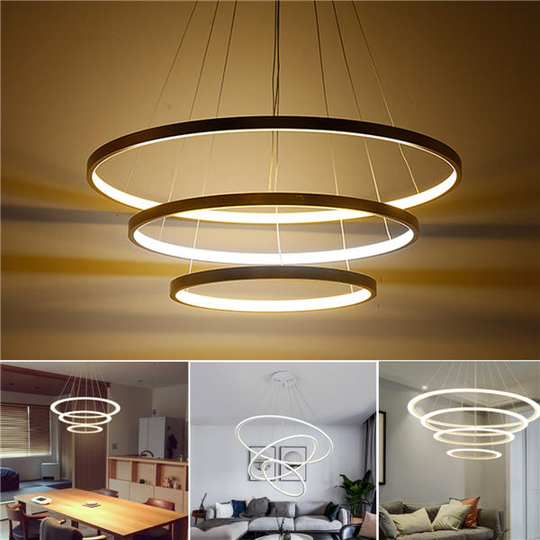 LED takhängande Dimming Ring Lamphållare Lamp Shade Fixture Hem Vardagsrum Decor AC220V