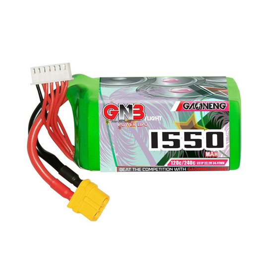 Gaoneng GNB 22.2V 1550mAh 120C 6S LiPo-batteri T/XT60/XT90/EC5 Plugg för 5-tums FPV Racing Drone
