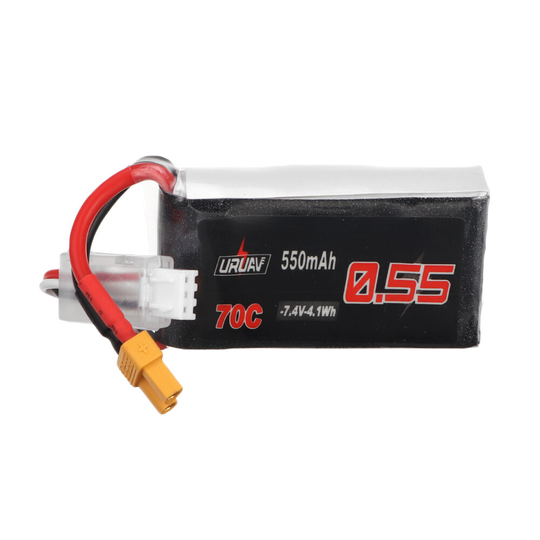 URUAV 7.4V 550mAh 70C 2S LiPo Batteri XT30 Plug för RC FPV Racing Drone