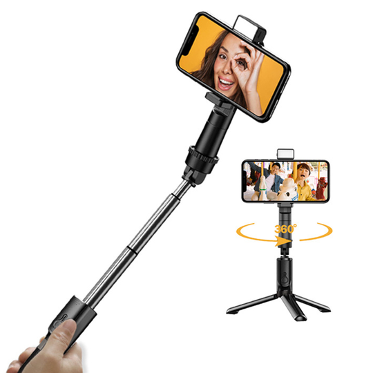 Förlängningsbar 360 ° Rotation Smart Follow Telefonhållare Stativ Selfie Stick med fyllningsstöd Bluetooth fjärrkontroll