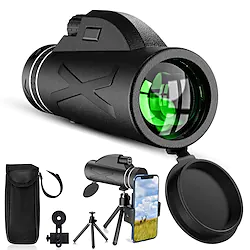 80x100 Monocular Telescope High Power Prism Monocular HD Dual Focus Scope Portable Waterproof Fogproof with Smartphone Holder Tripod for Bird Watching Hunting Camping Travelling Wildlife Secenery Lightinthebox