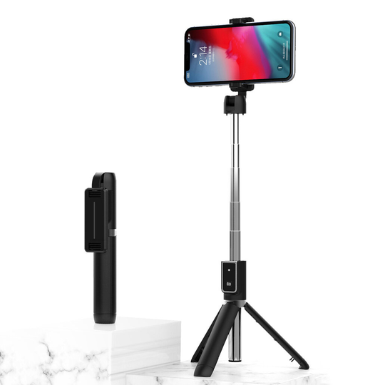 Bakeey P50 2 i 1 Bluetooth-utdragbar vikbar stativ Selfie-stick för iPhone 12 POCO X3 NFC-mobiltelefon