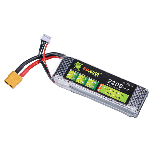 LION Power 7.4V 2200mAh 60C 3S Lipo Battery XT60 Plugg för FPV Racing Drone