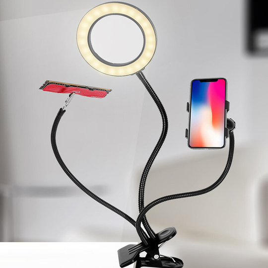 Flexibel arm steglös dimbar 3 färglägen 10X LED-förstoringslampa med klämma