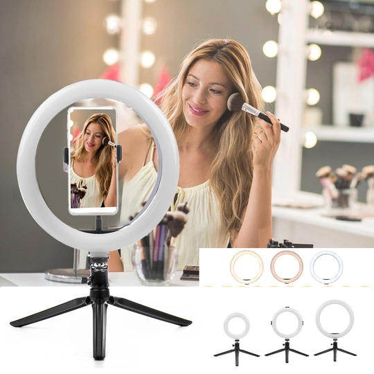 Bärbar Ring Light LED Makeup Ring Lampa USB Selfie Ring Lampa Telefonhållare Stativ Stativ Fotografi Belysning
