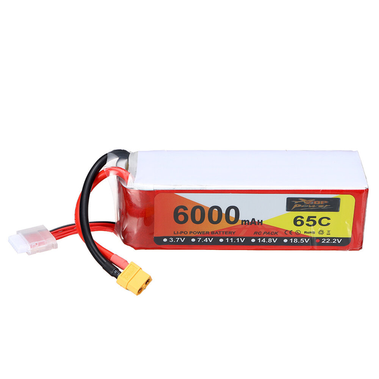 ZOP Power 22,2V 6000mAh 65C 6S LiPo-batteri XT60-kontakt för RC-drönare