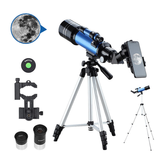 [EU Direct] AOMEKIE 40070 66X HD Astronomiskt teleskop 70MM Refractor Telescope Resande okular 3X Barlow Lens Finderscop