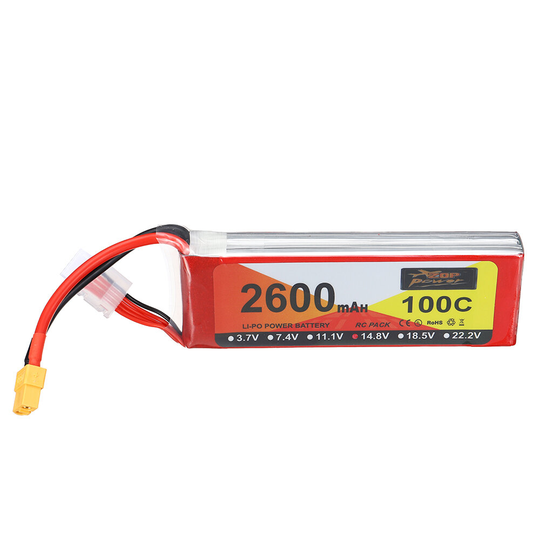 ZOP Power 14,8V 2600mAh 100C 4S LiPo-batteri XT60-kontakt för RC-drönare