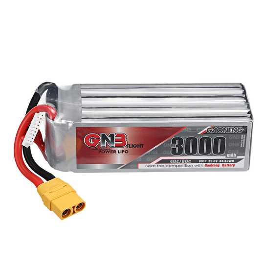 Gaoneng GNB 29.6V 3000mAh 40C 8S LiPo Batteri XT60 / XT90 / TPlug för FPV Racing Drone
