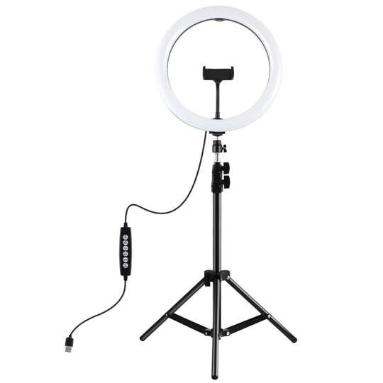 PULUZ PKT3093B 11,8 tums ljus + 1,1 m stativböjd yta RGBW Dimbar LED-ring Vlogging Fotografering Videoljus Direktutsändn