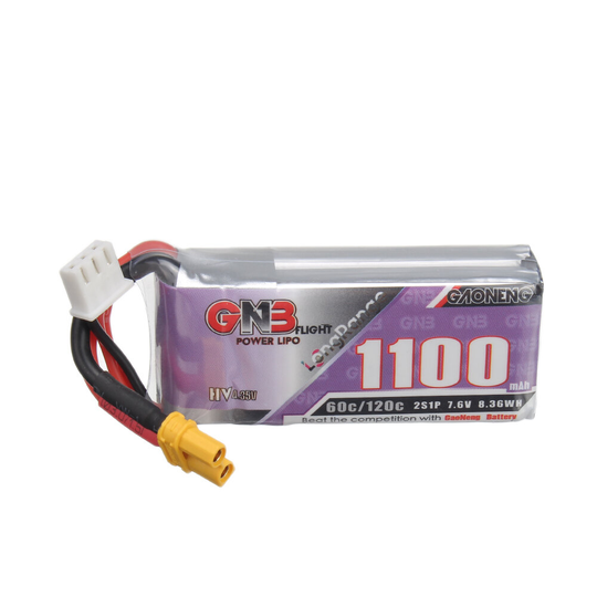 Gaoneng GNB 7.6V 1100mAh 60C 2S LiPo Batteri XT30 Plug för FPV Racing Drone