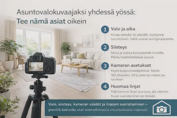 Asuntovalokuvaajaksi yhdessä yössä - tee nämä asiat oikein